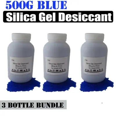 3 x 500g Blue Silica Gel Desiccant in Bottle Reusable Dehumidifier