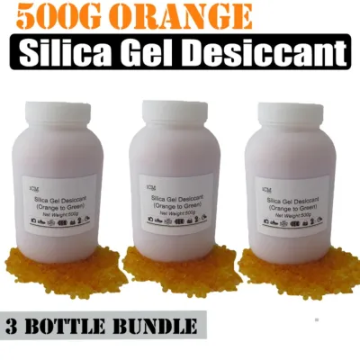 3 x 500g Orange Silica Gel Desiccant in Bottle Reusable Dehumidifier