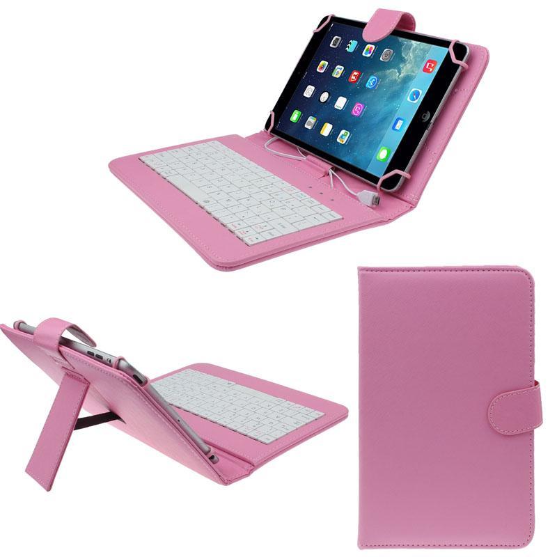 7 inch Universal Leather Case Cover with Micro USB Keyboard For Tablet PC PK - intl Singapore