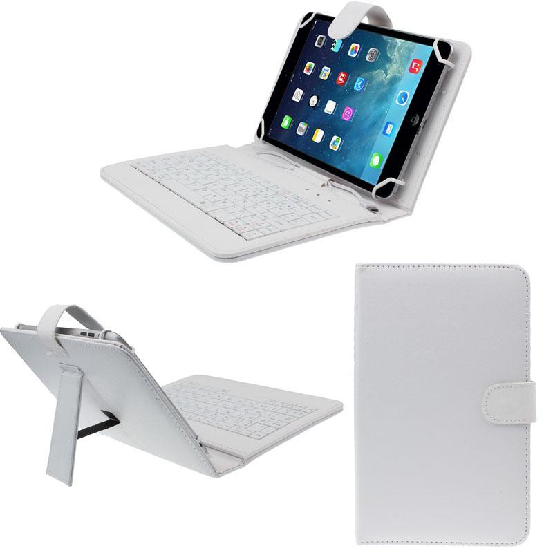 7 inch Universal Leather Case Cover with Micro USB Keyboard For Tablet PC WH - intl Singapore
