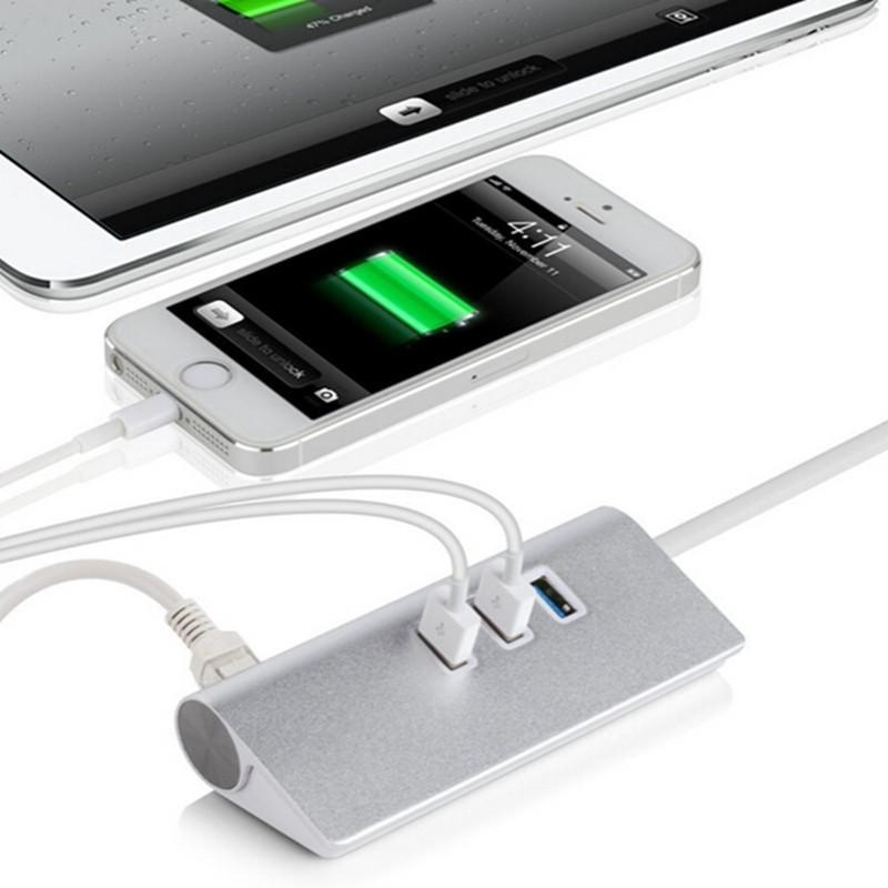 Aluminum Gigabit NIC Ethernet LAN Network 3 Port USB 3.0 RJ45 HUB - intl