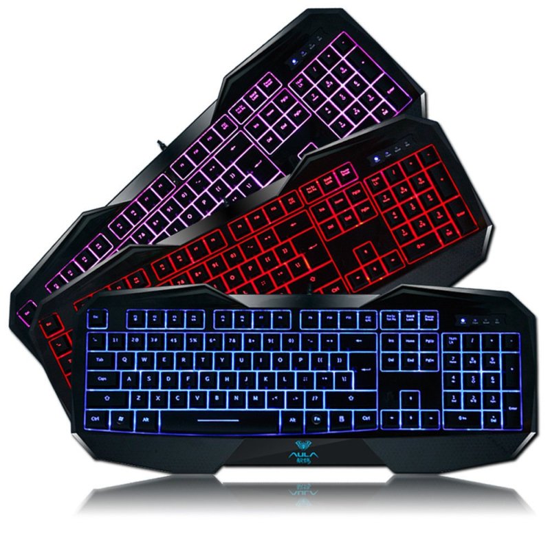 AULA Backlit Gaming Keyboard with Adjustable Backlight Purple Red Blue USB Wired Illuminated Computer Keyboard Singapore