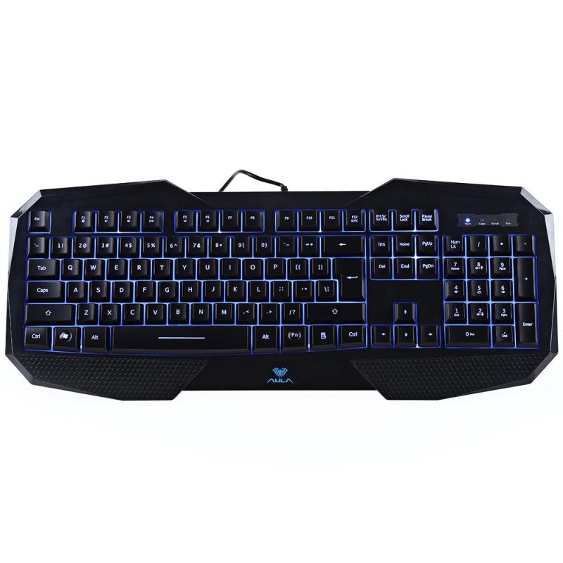AULA Ergonomic Illuminated LED Backlight Gaming Keyboard with 3-Color Light - intl Singapore