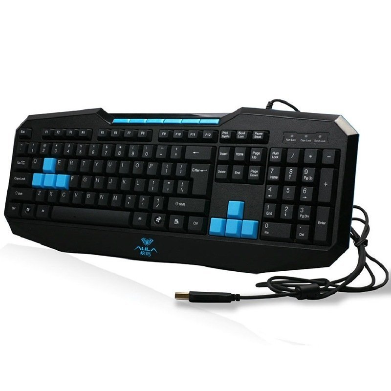 AULA Ergonomic USB Gaming Multimedia Wired Keyboard (Black) (EXPORT) - INTL Singapore