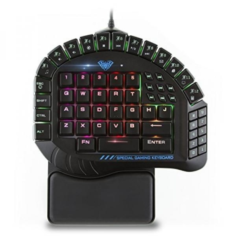 AULA Excalibur Master One-hand Gaming Keyboard Removable Hand Rest RGB Backlight Mechanical Keyboard - intl Singapore