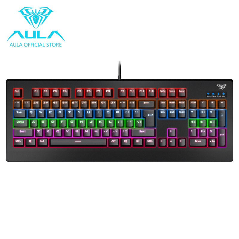 AULA OFFICIAL Demon King Mechanical Gaming Keyboard 104keys Rainbow Backlit(Black) Singapore