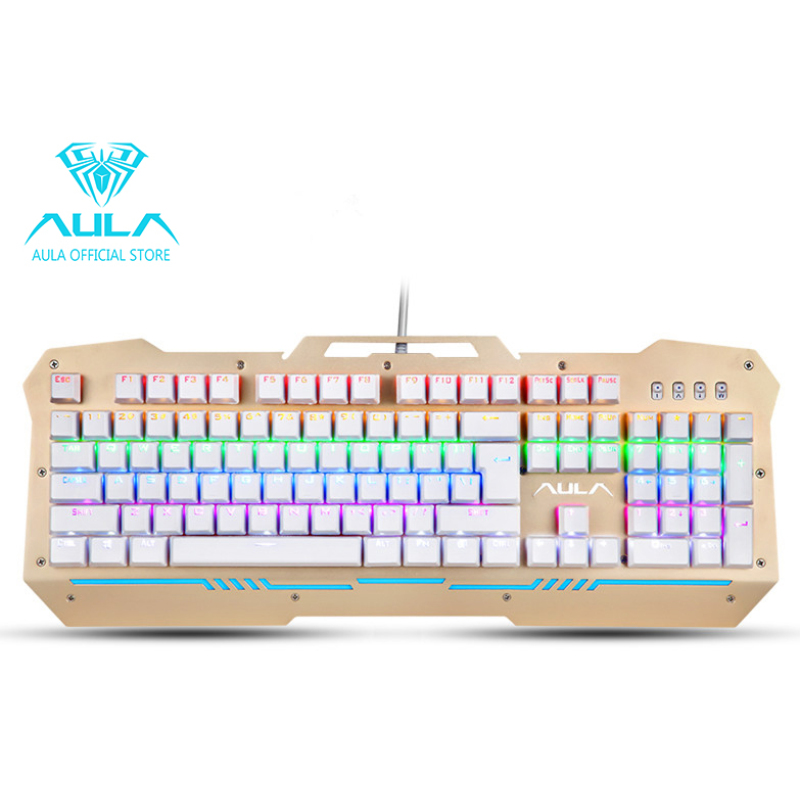 AULA OFFICIAL F2009 Mechanical Gaming Keyboard 104Keys Multicolors RGB Backlit(Gold) Singapore