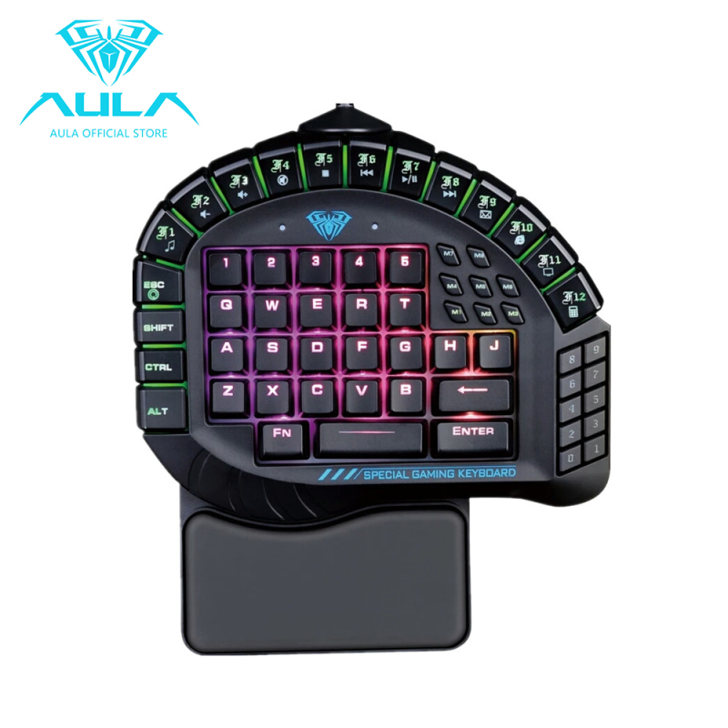AULA OFFICIAL Master One-hand Gaming Keyboard Removable Hand Rest RGB Backlight Mechanical Keyboard - intl Singapore