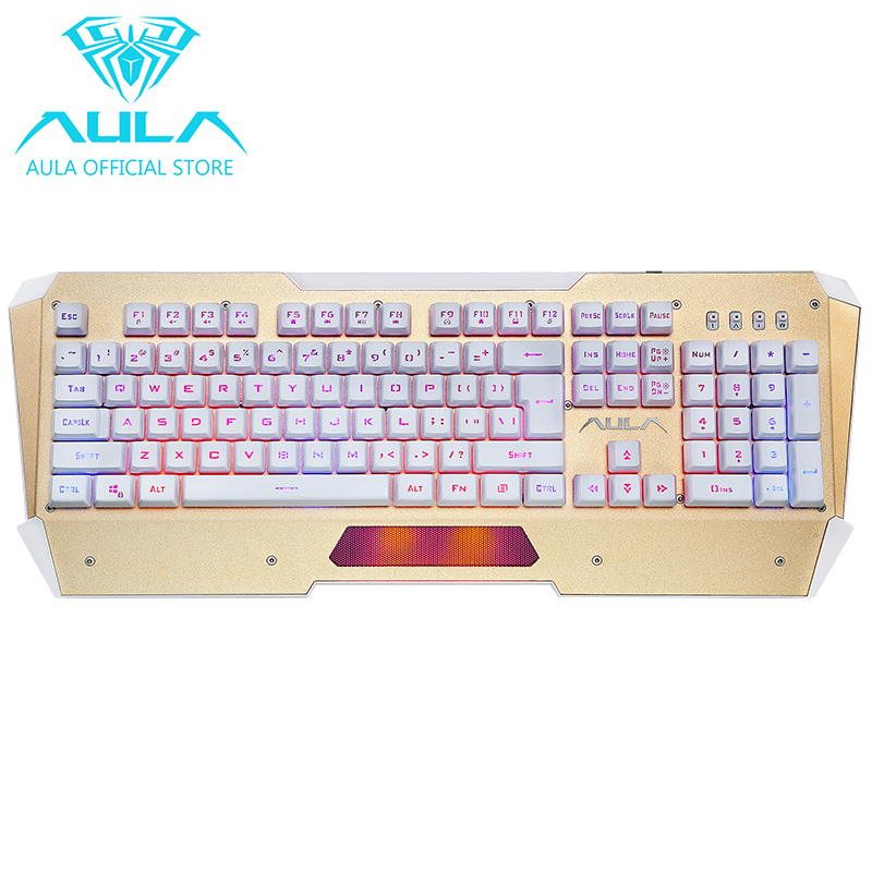 AULA OFFICIAL Nimble Edge USB Led Backlight Gaming Keyboard(Gold) Singapore