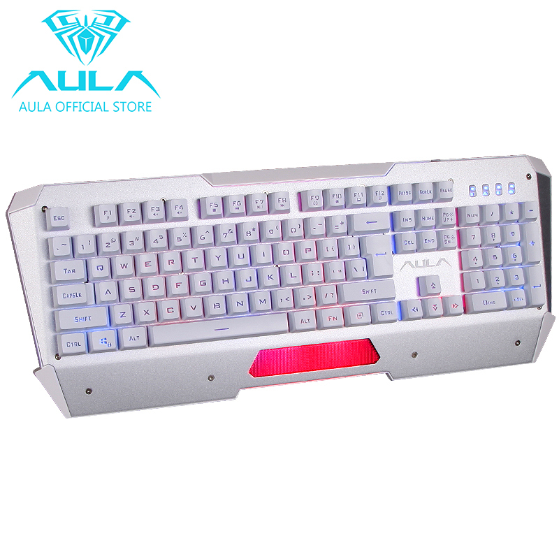 AULA OFFICIAL Nimble Edge USB Led Backlight Gaming Keyboard(Silver) Singapore