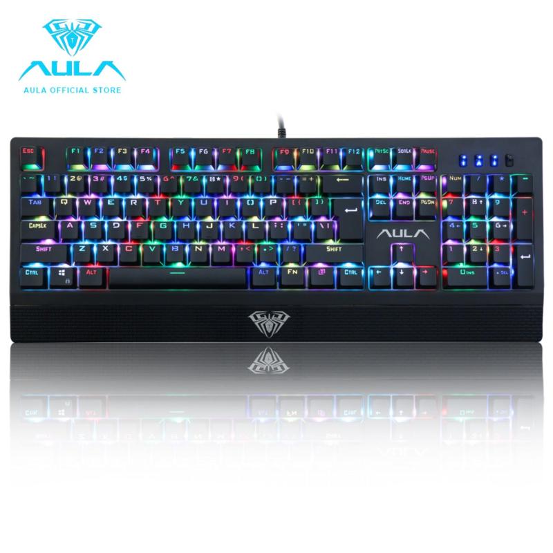 AULA OFFICIAL Wings of Liberty RGB Mechanical Gaming Keyboard 104keys Multicolors LED Backlit Black(Blue switch) - intl Singapore