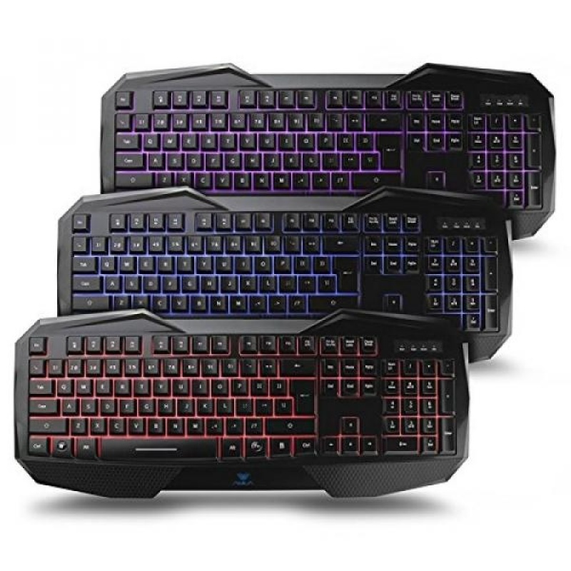 AULA SI-859 Backlit Gaming Keyboard with Adjustable Backlight Purple Red Blue USB Wired Illuminated Computer Keyboard - intl Singapore