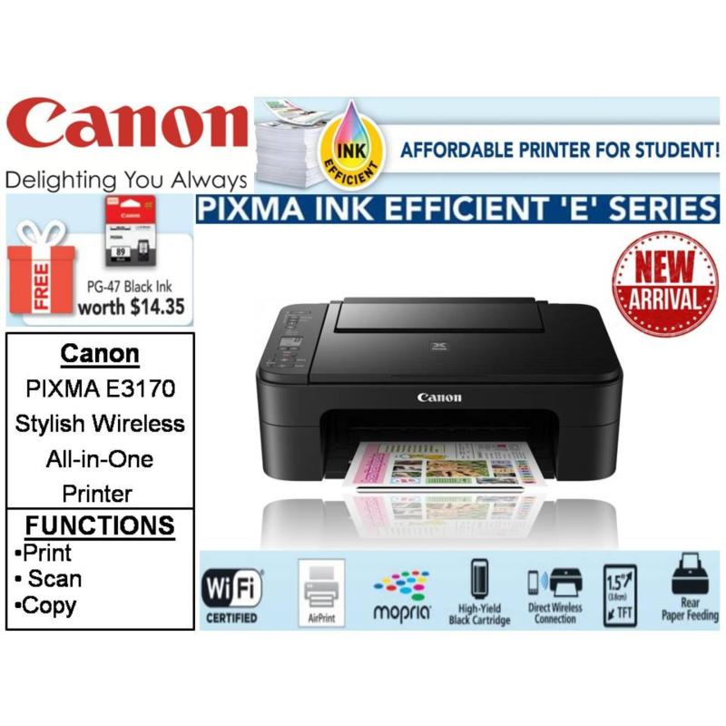 Canon PIXMA E3170 Printer ** Free PG-47 Black Ink & Creative Pack Til 20th May 2018 Singapore