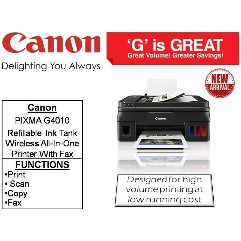 Canon PIXMA G4010 ** Free Targus Bag til 20 May 2018 ** Refillable Ink Tank Wireless All-In-One Printer with Fax Singapore