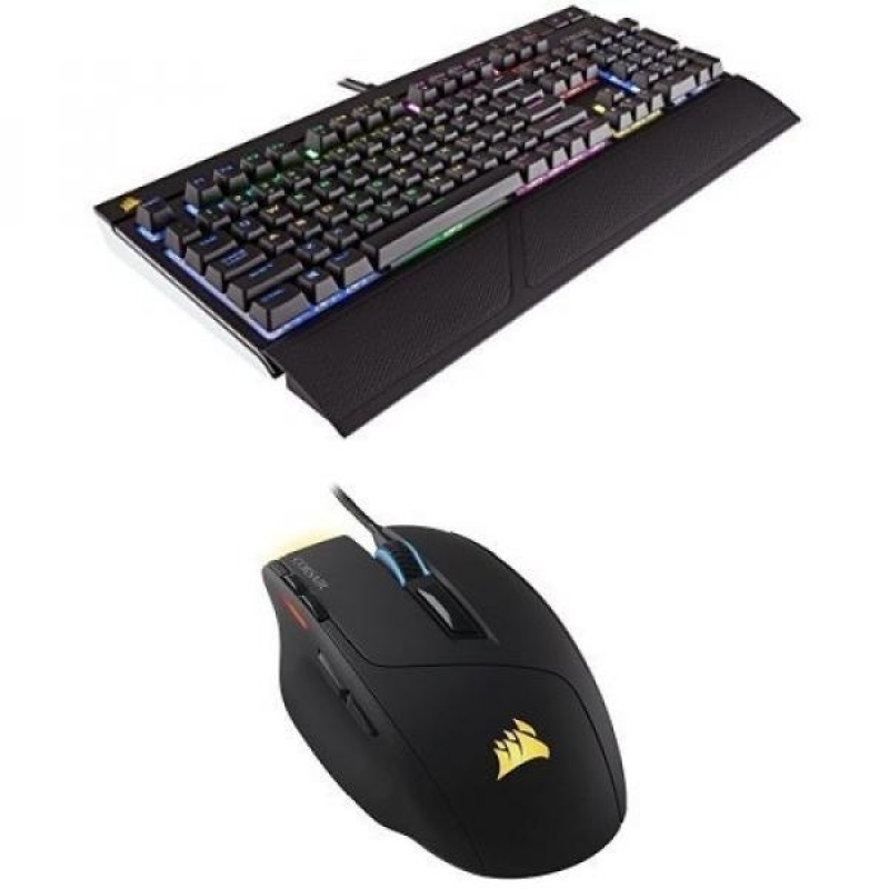 Corsair Gaming STRAFE RGB Keyboard, Multicolor LED, Cherry MX RED and Gaming Sabre RGB Gaming Mouse - intl Singapore
