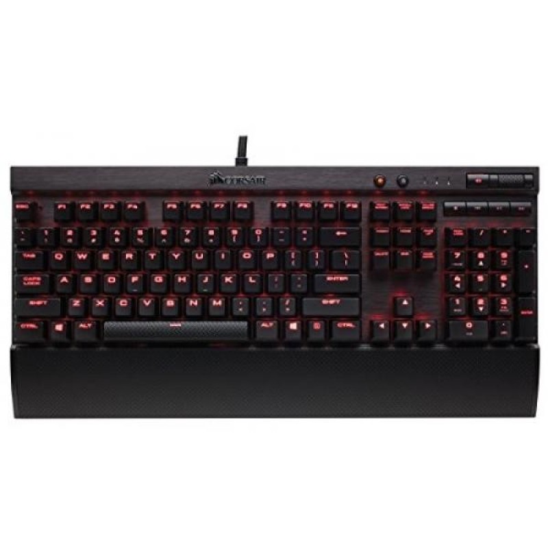 CORSAIR KUX Mechanical Gaming Keyboard - Backlit Red LED - USB Passthrough & Media Controls - Linear & Quiet - Cherry MX Red - intl Singapore