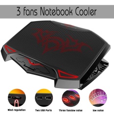 foorvof Three Ultra-quiet Fan With Adjustable 14-inch 15-inch Laptop Cooling Bracket Cooler Stand With LED Light(Black) - intl