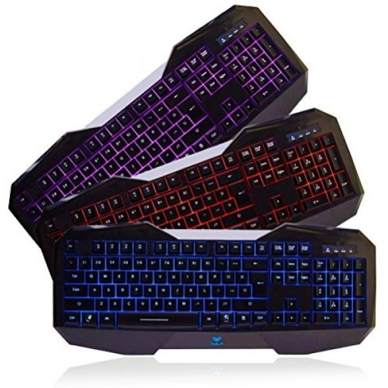 GPL/ AULA SI-859 Backlit Gaming Keyboard with Adjustable Backlight Purple Red Blue USB Wired Illuminated Computer Keyboard/ship from USA - intl Singapore