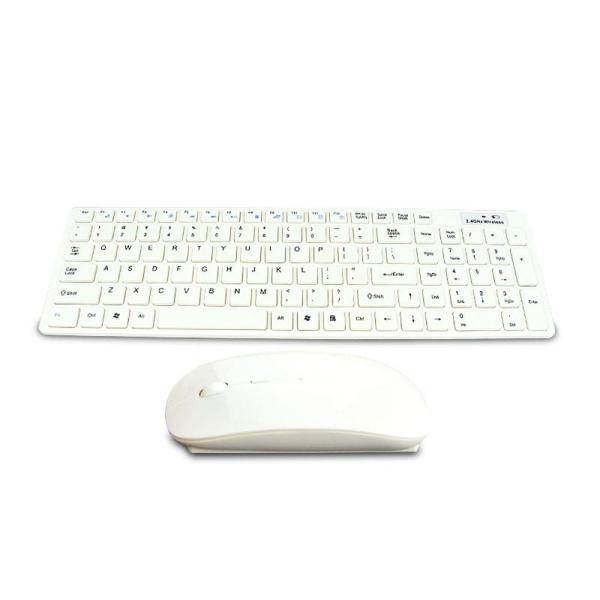 High Quality Ultra thin White 2.4G Cordless Wireless Keyboard and Optical Mouse Singapore