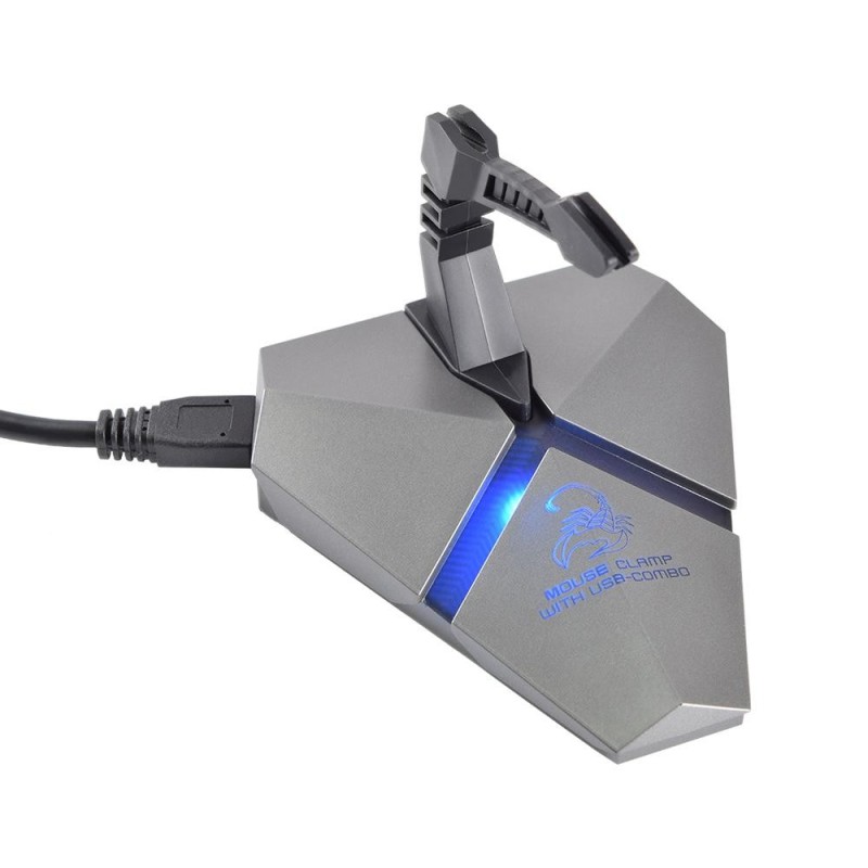 High Speed 3-Port USB 3.0 Data Gaming HUB with Mouse Bungee USB Hub Splitter Micro SD Card Reader Mouse Clamp with USB-COMBO Built-in Seven Changing Colors Backlit LED BC 1.2 Charging Port TF Card Slot - intl