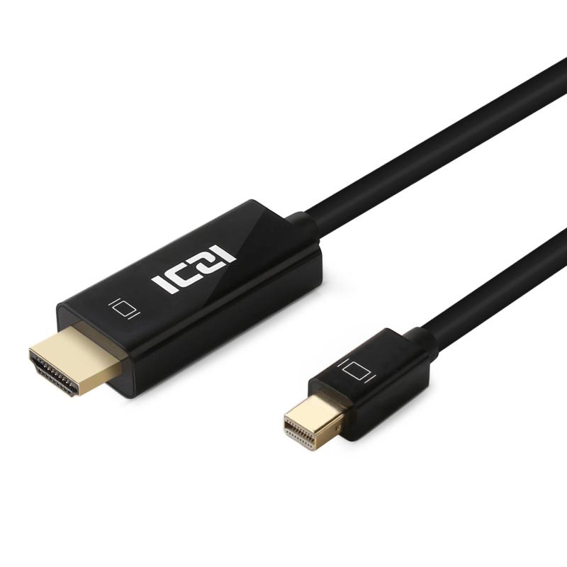 Iczi Mini Displayport Thunderbolt To Hdmi Adapter Cable 6ft 1 8m Male To Male 1080p Supported Gold Plated For Apple Series Surface Pro 3 Display Devices And More Black Intl Singapore