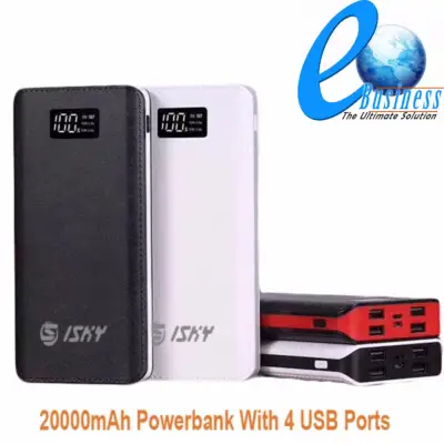 Isky 20000mAh Powerbank Power Bank With 4 USB Ports Fast Charging Led Display