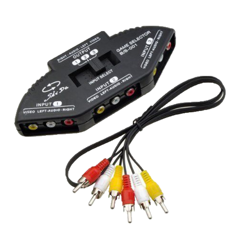 niceEshop 3 in 1 Composite RCA AV Audio Video Selector Switch Box Splitter,Black(Export) Singapore