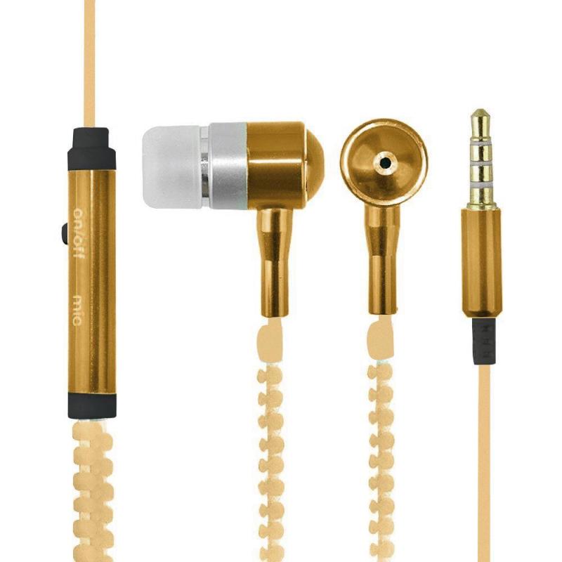 niceEshop 3.5mm Jack In-ear Earphones Metal Zipper Luminous Light Glowing Headset Stereo Handsfree With Microphone (Gold) - intl Singapore