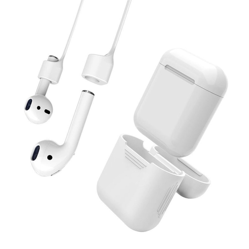niceEshop AirPods Case+ AirPods Strap, Shock Proof Silicone Protective Cover Shell For Apple AirPods Charging Case And Sport Wire Cable Connector Silicone Strap For IPhone 7/ 7Plus AirPods - intl Singapore