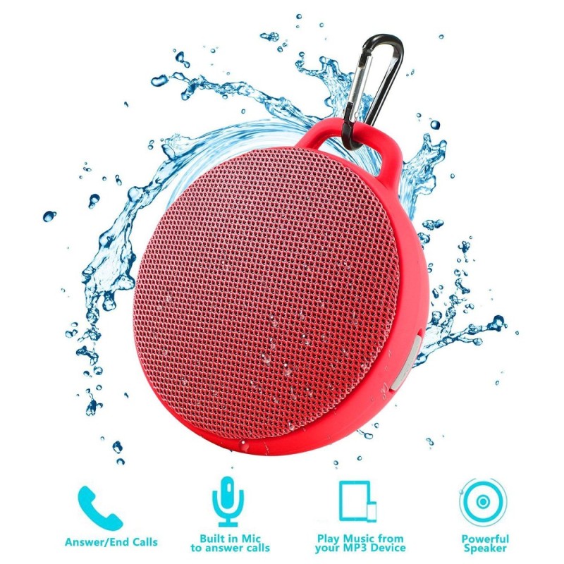niceEshop Bluetooth Speaker, Waterproof Wireless Outdoor/Indoor Speaker With 3W Output Power,2 Hours Continuous Play, Built-in Mic Portable Speaker (Red) - intl Singapore