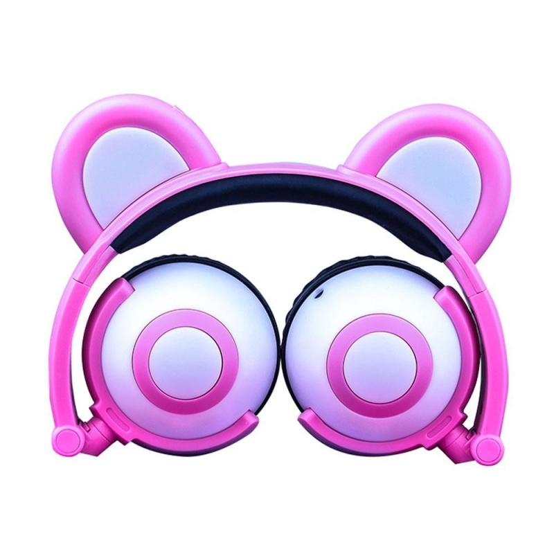 niceEshop Kids Headphones Bear Wired Ear Headphones With Microphone Stereo Fashion Glowing Lightweight Adjustable Foldable Headset For Kids Boys Girl Adult (Black/Blue) - intl Singapore