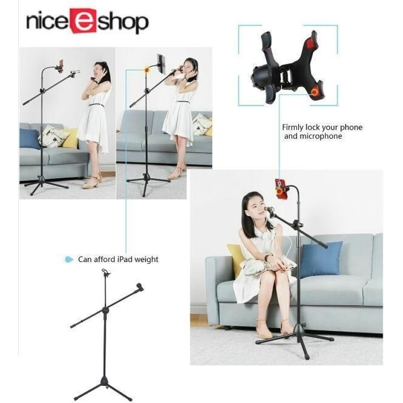 niceEshop Music Mic Microphone Stand Tablet Mount With 360° Swivel Adjust Holder - intl Singapore