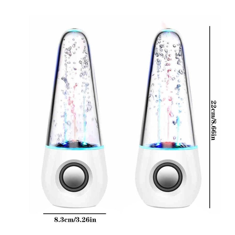 niceEshop Water Dancing Speakers Light Show Water Fountain Speakers LED Speakers (3.5mm Audio Plug, 4 Colored LED Lights, Portable Speakers) - White - intl Singapore