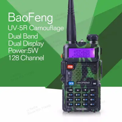 Singapore stock! BaoFeng 5W UV-5R Walkie Talkie Dual Band VHF/UHF136-174Mhz & 400-520Mhz (Camo, Army Green)