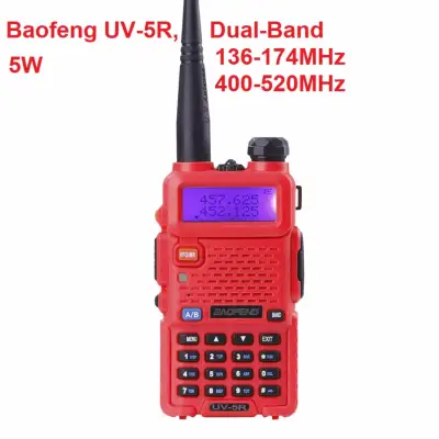 Singapore stock! BaoFeng 5W UV-5R Walkie Talkie Dual Band VHF/UHF136-174Mhz & 400-520Mhz (Red)