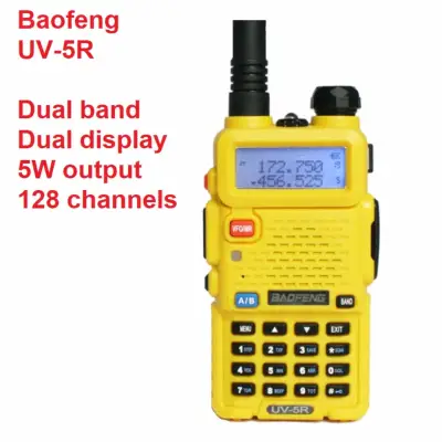 Singapore stock! BaoFeng 5W UV-5R Walkie Talkie Dual Band VHF/UHF136-174Mhz & 400-520Mhz (Yellow)