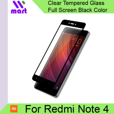 Tempered Glass FULL Screen Protector (Clear with Black Color Edges) For Xiaomi Redmi Note 4