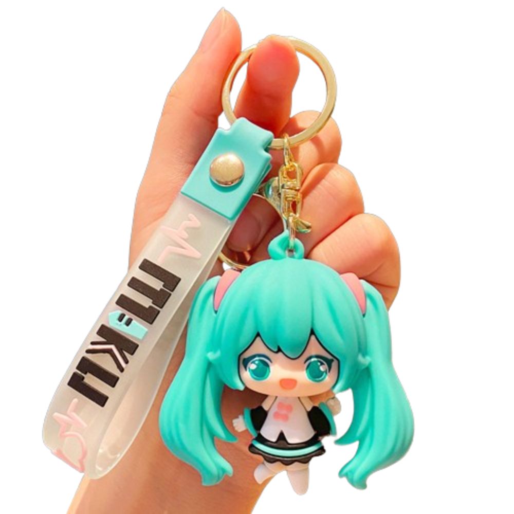 LOMBARDY Hoạt hình Hatsune Miku Móc chìa khóa Hatsune Miku Chống mất Móc Khóa Búp bê Anime Di động B