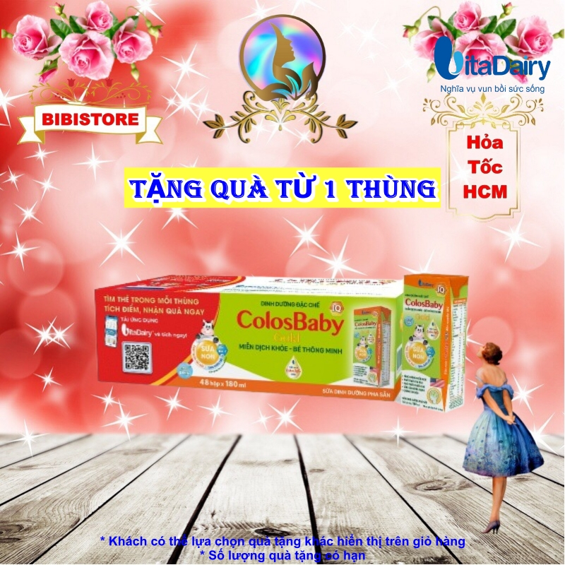 (Tặng Quà, Có Thẻ Cào Xu) Sữa Bột Pha Sẵn ColosBaby IQ Gold_ Thùng 48 Hộp 180ml  (Bibistore Saigon)