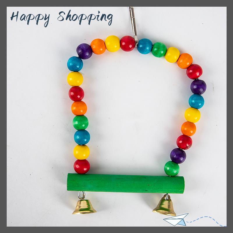[THS Store] COD Đồ chơi đu đưa Vẹt bằng gỗ tự nhiên lồng XÍCH ĐU cá rô treo chim hạt nhiều màu - 3