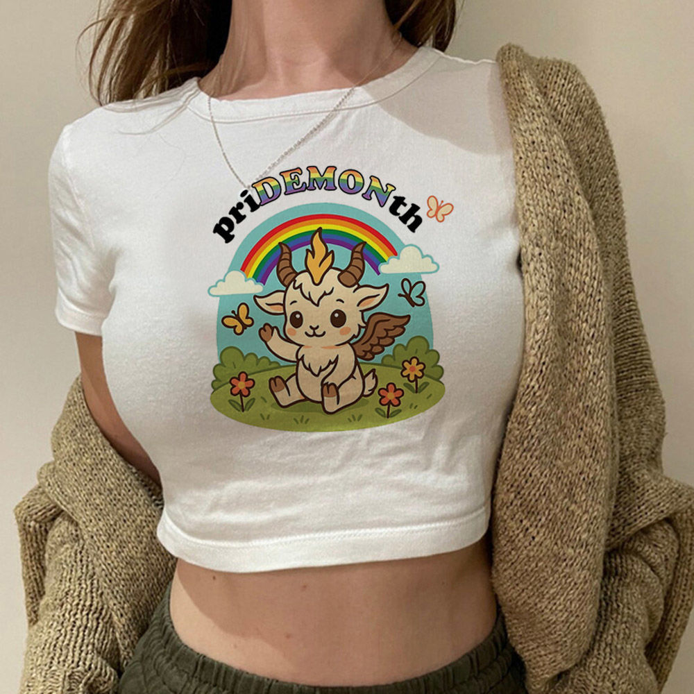 New store openingPride crop top babydoll coquette vintage Fairy Aesthetic Slim Fit Cute summer gothic teens t-shirt2025 COD