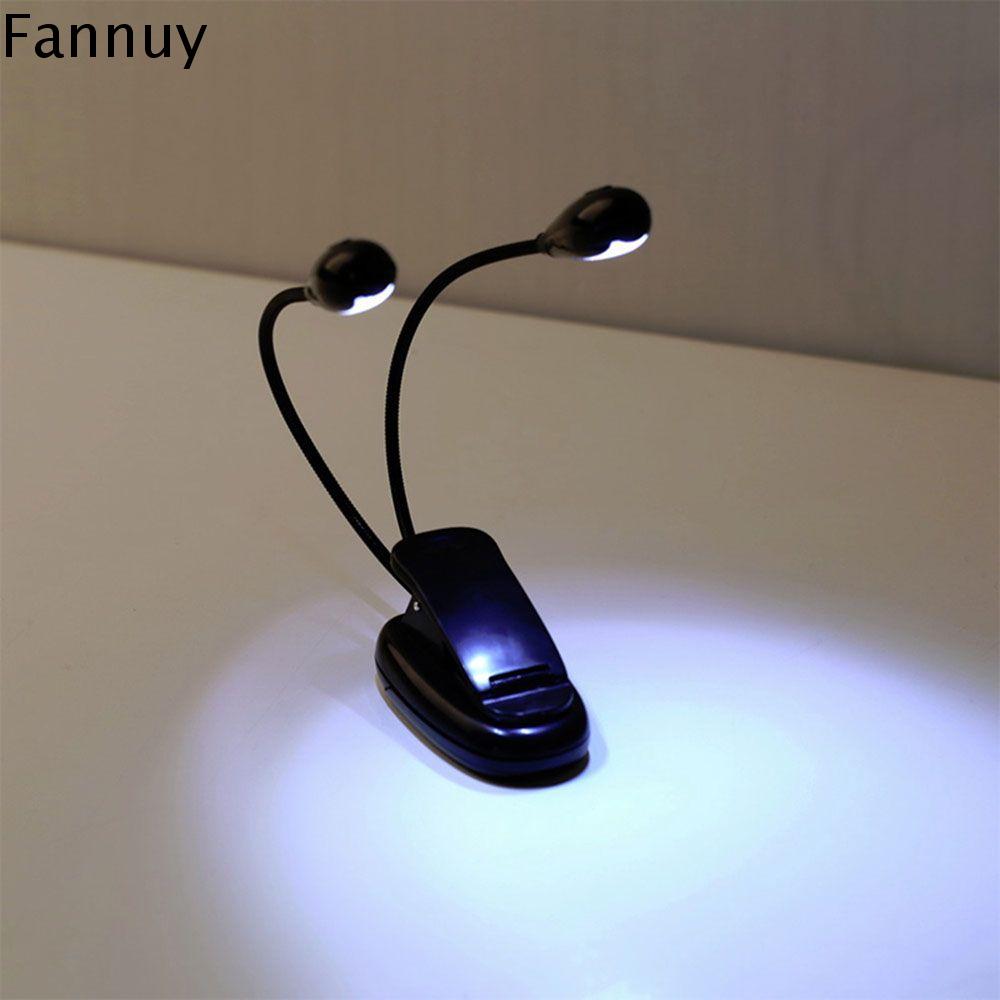 FANNUY Linh hoạt Ban chạy nhât 4 đèn LED Clip đen for Piano Music Stand Book Sách âm nhạc Stand Light Cánh tay linh hoạt kép Ánh sáng 2 cánh tay Đèn đọc sách