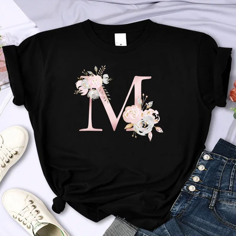Mother's Day clothing Luxury Letter Flower For Women's High-Quality Summer Printing T-shirt 100% Cotton Casual Oversized Y2k Personality Sleeve O-neck ราคา 6,341 บาท*ส่งฟรี