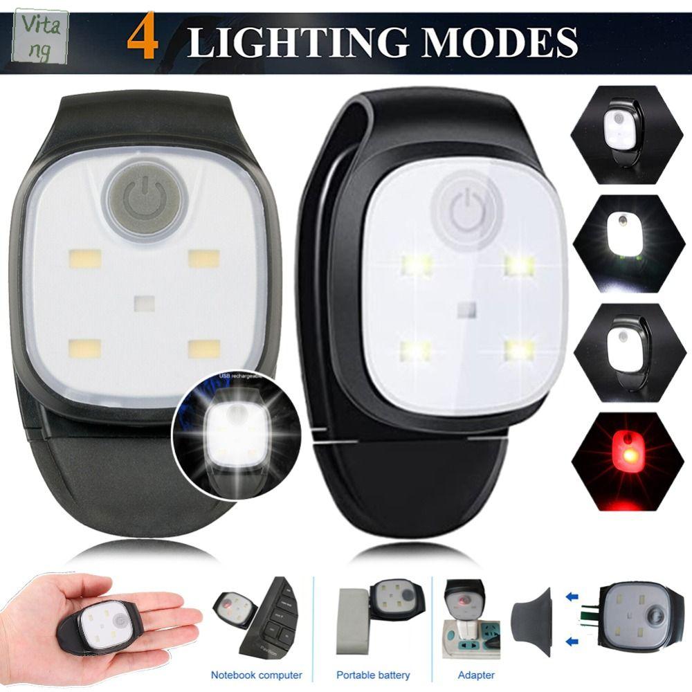 VITANG USB có thể sạc lại Đèn kẹp cho mũ 4 chế độ chiếu sáng Aglimmer Đèn pha LED kẹp Đa năng Sáng sủa Đèn chạy Đi bộ ban đêm