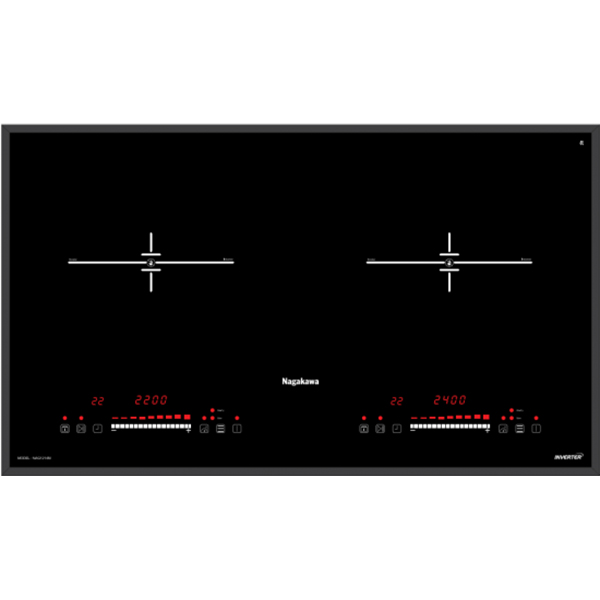 Bếp từ đôi Nagakawa NAG1214M - Kích thước 730x430mm, màu Đen