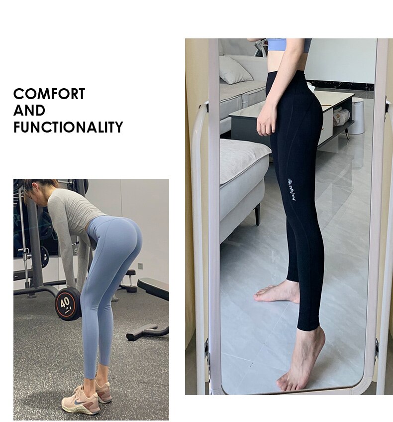 Pantaloni da yoga in lycra da donna color cammello e leggings da palestra senza cuciture