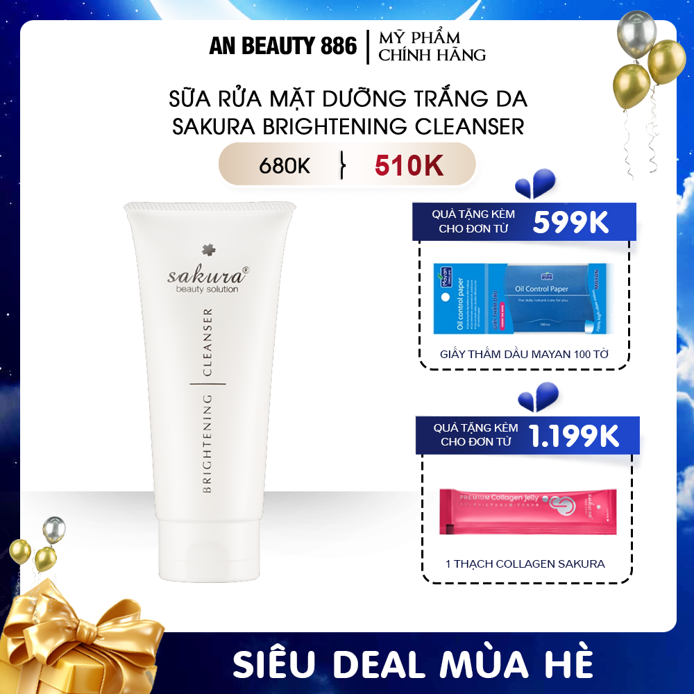 Sữa rửa mặt trắng da Sakura Brightening Cleanser 100ml