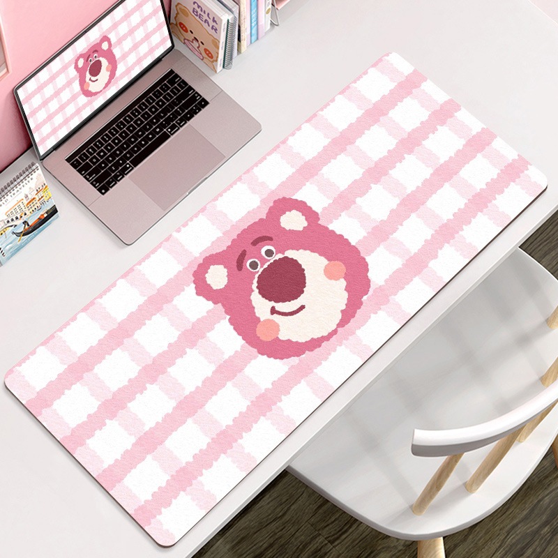Tấm lót chuột bàn phím máy tính hình gấu dâu lotso đáng yêu cỡ lớn Pad chuột trải bàn trang trí bàn học bàn làm việc