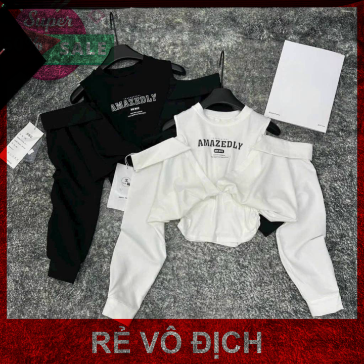 [] Áo len nữ PHỐI SƠ MI TRỄ VAI kiểu dáng độc đáo năng động