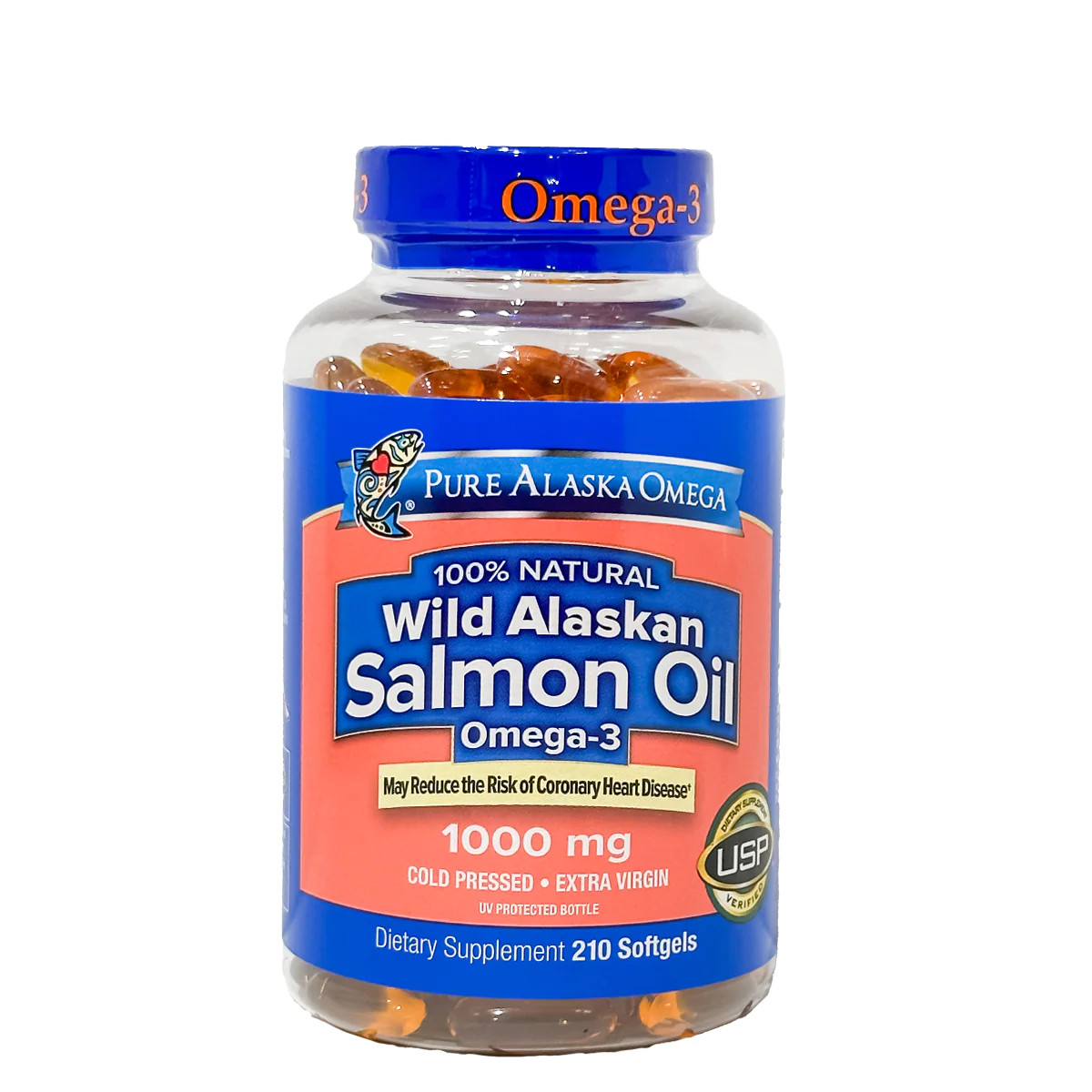 Dầu cá hồi Pure Alaska Omega 3 Wild Salmon Oil 1000mg hộp 210 viên Quà